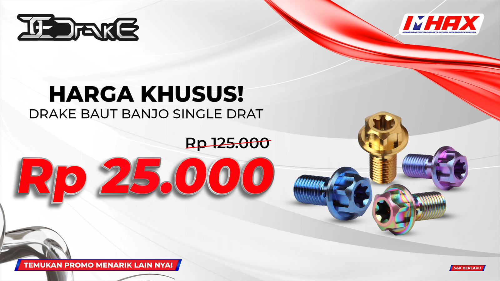 Baut Banjo Single Drat Rp25.000