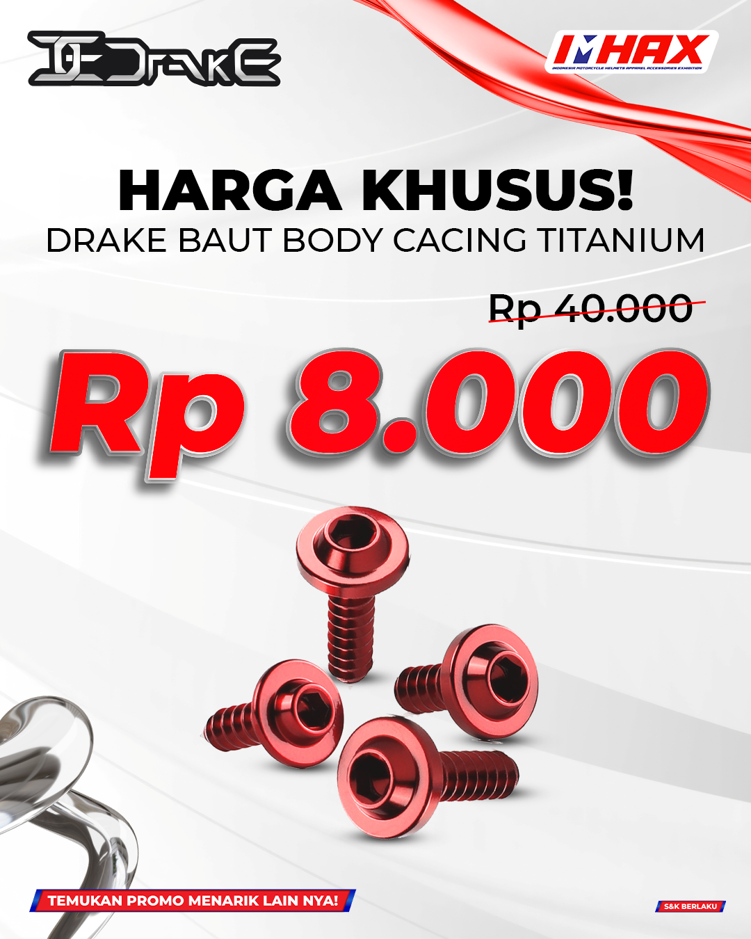 Baut Body Cacing Titanium Rp8.000